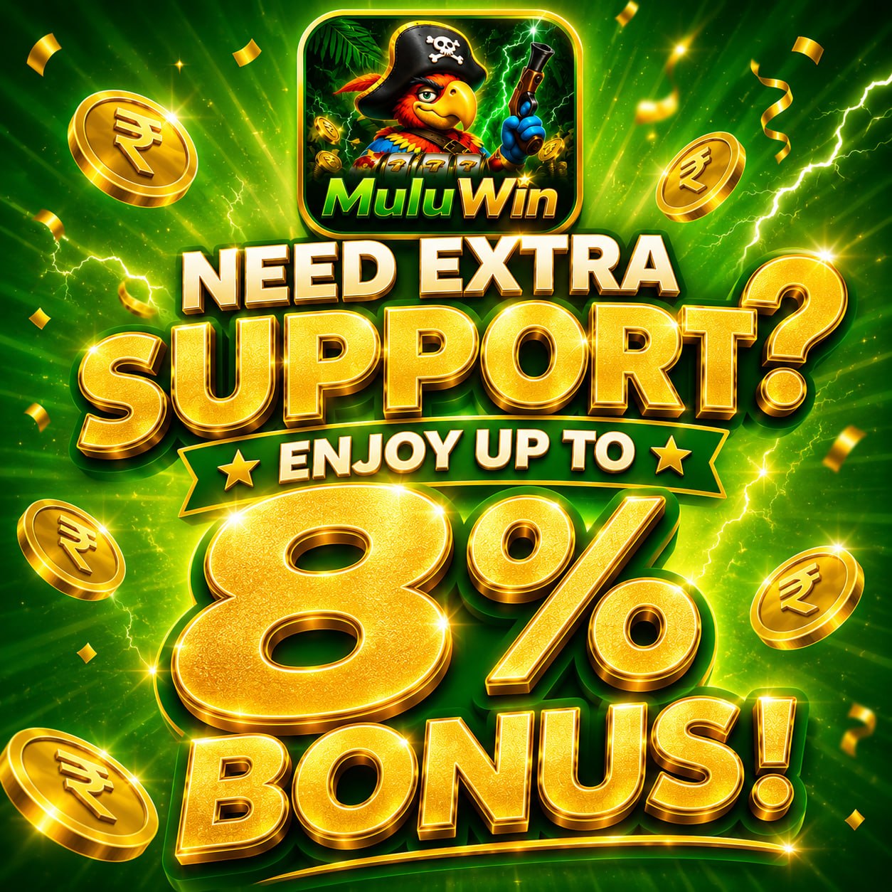 Mulu Win 8% Extra Support Bonus and Rewards
